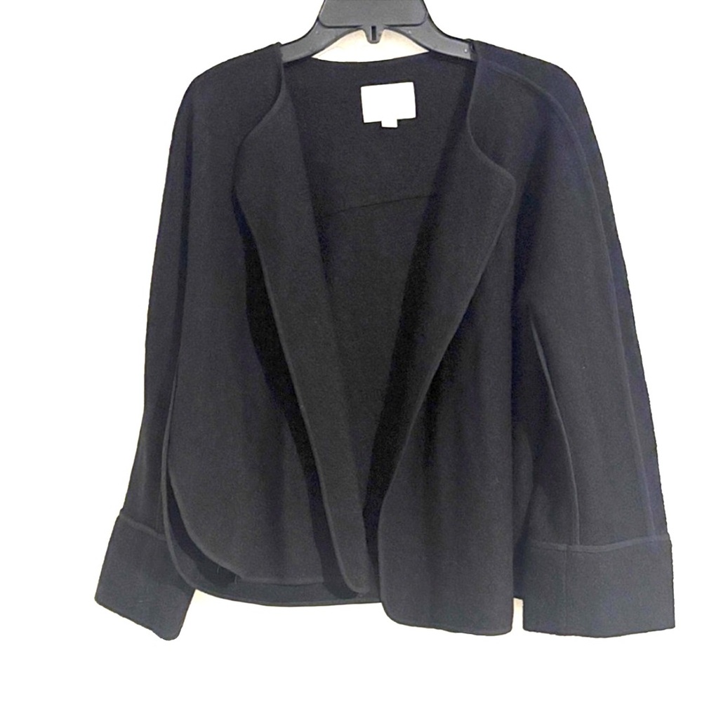 LOFT Size L Black Posh Quarter Sleeve Blazer Wood Blend
